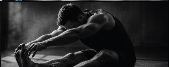 An athlete seated on the floor, reaching into a deep hamstring stretch.